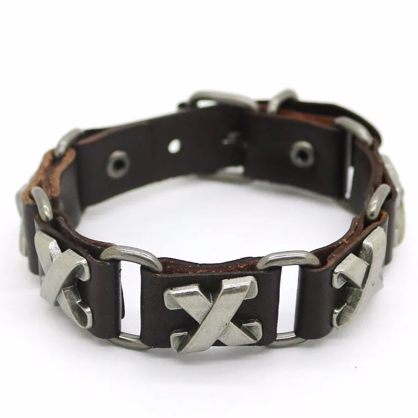 2018 New Accessories For Men And Women Retro Casual leather Bracelet Men Fashion Punk Bracelet Bracelet