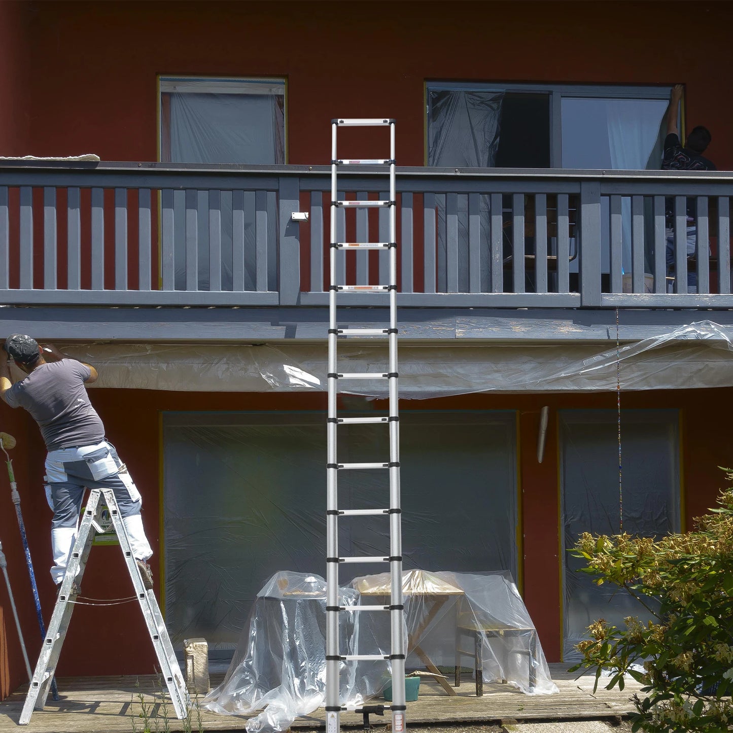 Multi-Size Aluminium Telescopic Ladder with Non-Slip Feet,Adjustable Lightweight Ladder for Home or Caravan, 330lb Load Capacity