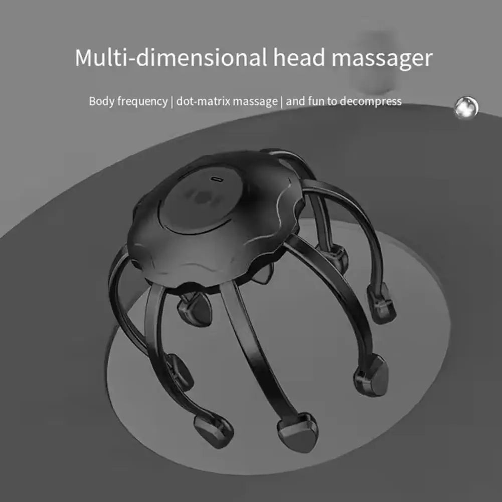 Electric Octopus Claw Head Scalp Massager 3 Modes Vibration Massage Therapeutic Head Scratcher Relief Head Fatigue Improve Sleep