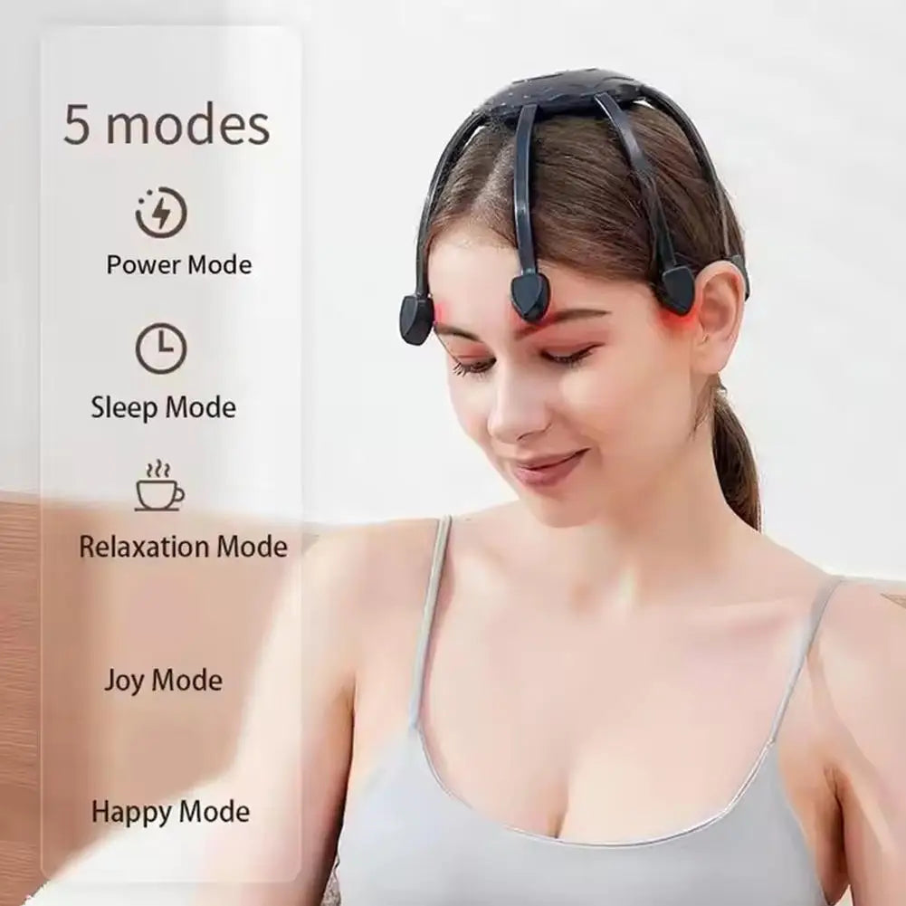 Electric Octopus Claw Head Scalp Massager 3 Modes Vibration Massage Therapeutic Head Scratcher Relief Head Fatigue Improve Sleep