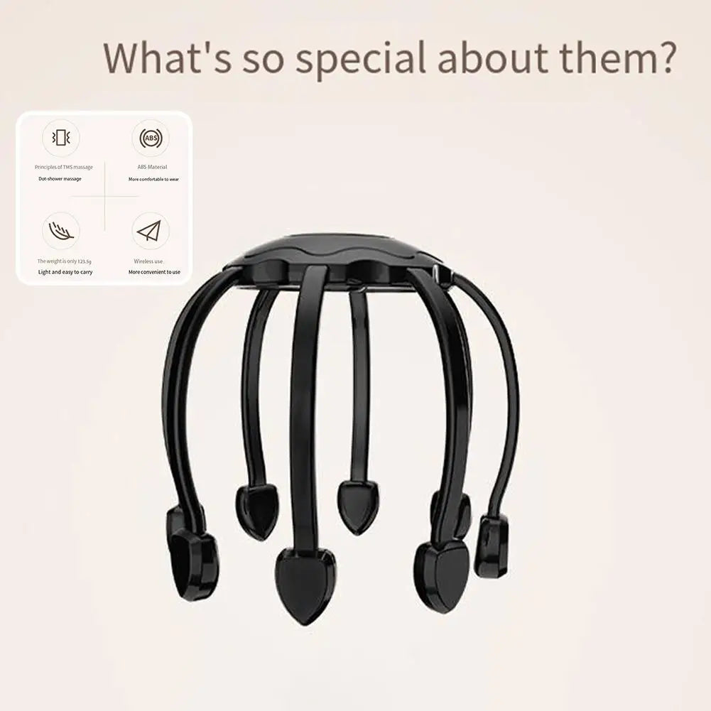 Electric Octopus Claw Head Scalp Massager 3 Modes Vibration Massage Therapeutic Head Scratcher Relief Head Fatigue Improve Sleep