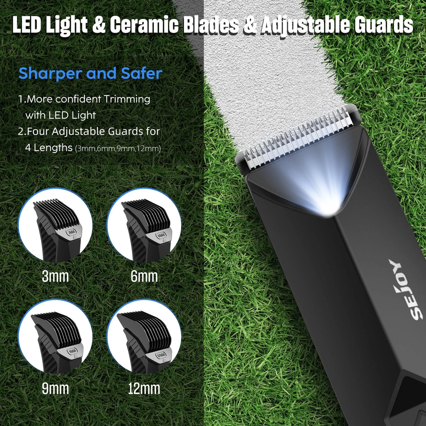 Sejoy 6 In 1 Body Hair Trimmer Kit Electric Beard Shaver Men&Women Nose Hair Trimmer Eyebrow Razor Portable Body Shaver IPX5