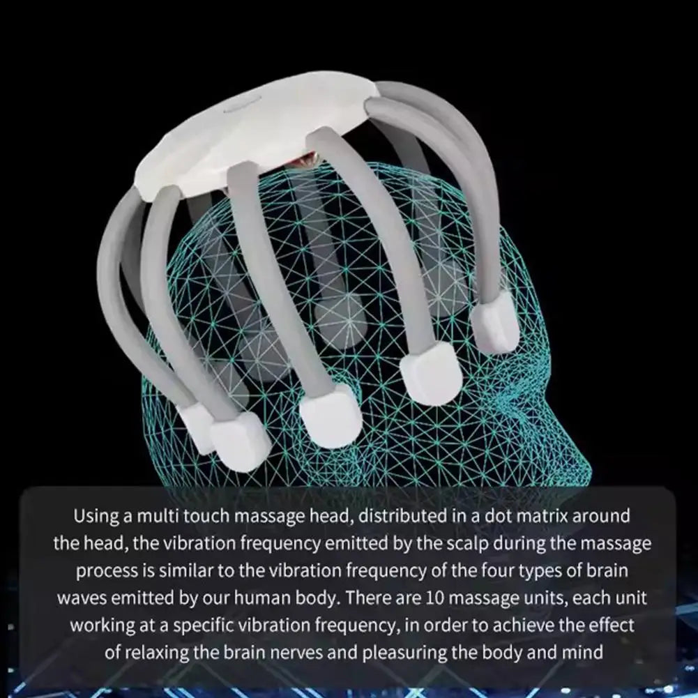 Electric Octopus Claw Head Scalp Massager 3 Modes Vibration Massage Therapeutic Head Scratcher Relief Head Fatigue Improve Sleep