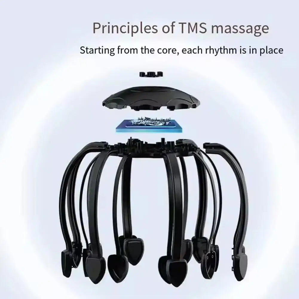 Electric Octopus Claw Head Scalp Massager 3 Modes Vibration Massage Therapeutic Head Scratcher Relief Head Fatigue Improve Sleep