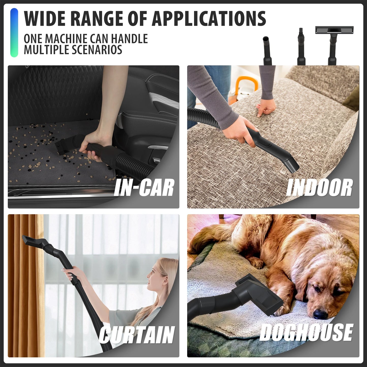 3-in-1 Wet/dry Vacuum Cleaner Industrial Barrel Vacuum Cleaner Multi-Function 16KPA Powerful Suction Bagless 15L Capacity