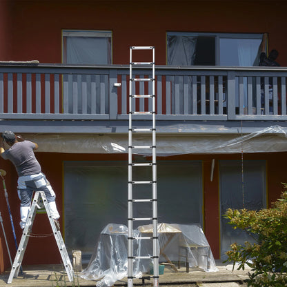 Multi-Size Aluminium Telescopic Ladder with Non-Slip Feet,Adjustable Lightweight Ladder for Home or Caravan, 330lb Load Capacity