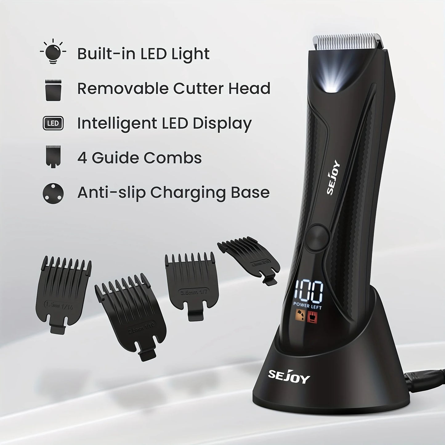 Sejoy 6 In 1 Body Hair Trimmer Kit Electric Beard Shaver Men&Women Nose Hair Trimmer Eyebrow Razor Portable Body Shaver IPX5