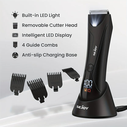 Sejoy 6 In 1 Body Hair Trimmer Kit Electric Beard Shaver Men&Women Nose Hair Trimmer Eyebrow Razor Portable Body Shaver IPX5