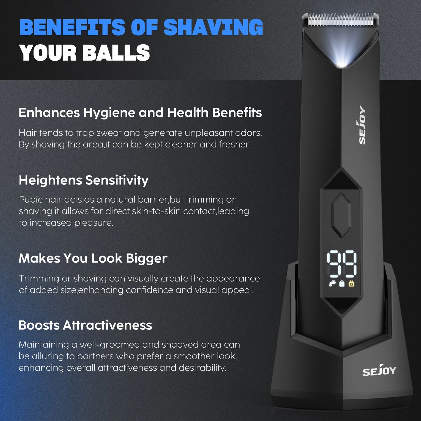Sejoy 6 In 1 Body Hair Trimmer Kit Electric Beard Shaver Men&Women Nose Hair Trimmer Eyebrow Razor Portable Body Shaver IPX5