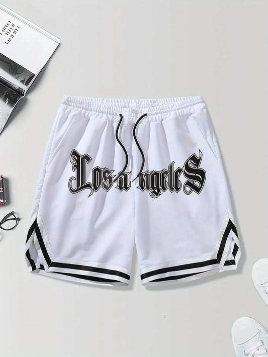 LOS ANGLES Print Men's Loose Large Drawstring Casual Minimalist Shorts Man Pants Casual Shorts Summer New In Men Clothing Thi