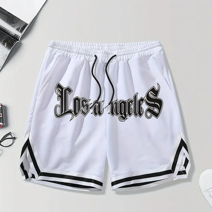 LOS ANGLES Print Men's Loose Large Drawstring Casual Minimalist Shorts Man Pants Casual Shorts Summer New In Men Clothing Thi