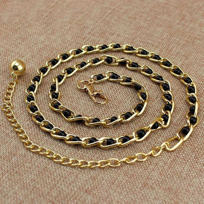 Women's Dress Accessories Waist Chain Metal Chain Solid Pearl Versatile Apparel Accessories Pearl Thin Waist Belts