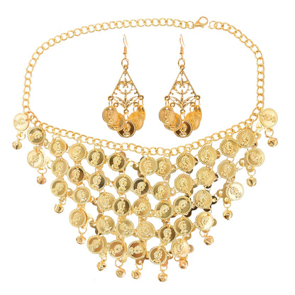 Indian Dance Accessories Necklace Headwear Earrings Bracelet Hair Band Jewelry Set Women's Party Jewelry Gifts