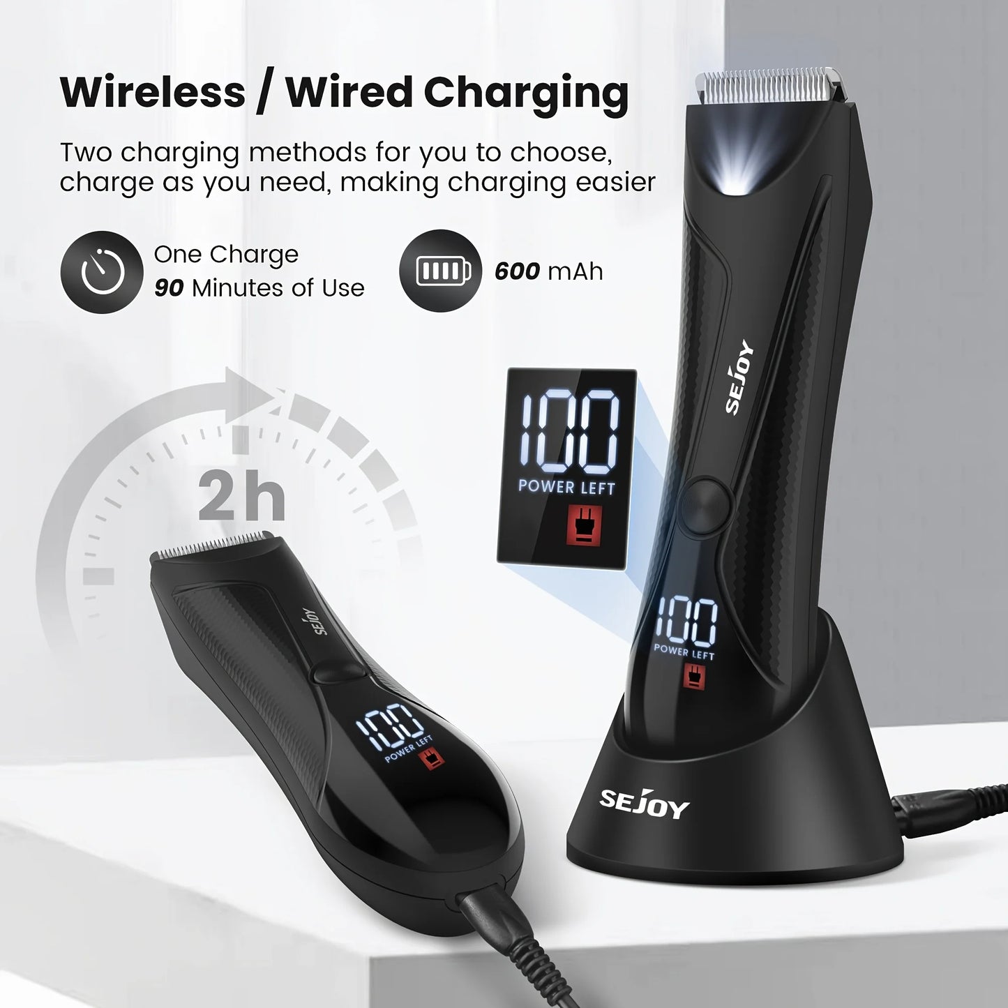 Sejoy 6 In 1 Body Hair Trimmer Kit Electric Beard Shaver Men&Women Nose Hair Trimmer Eyebrow Razor Portable Body Shaver IPX5