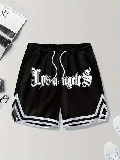 LOS ANGLES Print Men's Loose Large Drawstring Casual Minimalist Shorts Man Pants Casual Shorts Summer New In Men Clothing Thi