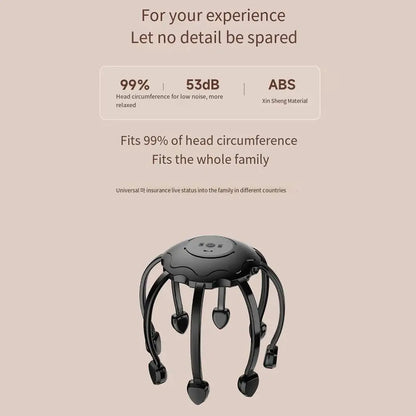 Electric Octopus Claw Head Scalp Massager 3 Modes Vibration Massage Therapeutic Head Scratcher Relief Head Fatigue Improve Sleep