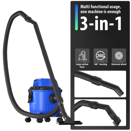 3-in-1 Wet/dry Vacuum Cleaner  Industrial Barrel Vacuum Cleaner Multi-Function 16KPA Powerful Suction Bagless 15L Capacity